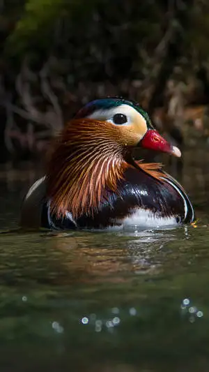 野鳥・オシドリのスマホ待ち受け画面用画像